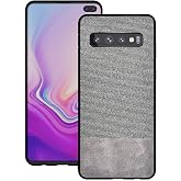 Microcase Samsung Galaxy S10 Plus Fabrik Series Fabric and Leather Pattern Case - Grey