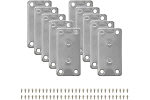 ZIYONIX 10 Piezas Pletinas Metalicas Planas, Pletinas de Acero Inoxidable, Placas Perforadas, Placas de Unión Planas,Conectores Planos de Acero Inox, Soportes Planos de Fijación, con Tornillos, 80x40x1,75mm