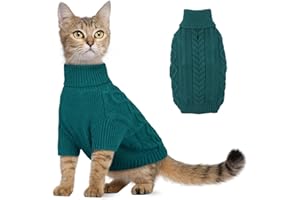 Hjumarayan Katzenpullover - Katzen Pullover Winter Hunde Pullover Warm Hundepullover mit Geschirrloch Schöner Katzenpulli mit Beinen Pullover für Katzen Kleine Hunde (Pfauengrün S)