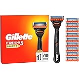 Gillette Fusion 5 Power RASOIO UOMO, Lame Rasoio a Mano Libera, 1 MANICO e 9 LAMETTE DA BARBA da 5 Lame, RIFINISCE Le Aree pi