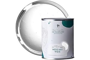 MissPompadour abwaschbare Wandfarbe Weiß mit Weiß 1L - hohe Deckkraft & Ergiebigkeit - matte, scheuerbeständige Innenfarbe - geruchsarm, wasserbasiert, atmungsaktiv - Die Nützliche
