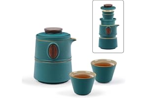 fanquare Przenośny podróżny zestaw do herbaty z etui zielona porcelana chiński czajniczek do kung fu z zaparzaczem mini 1 czajniczek 3 filiżanki na zewnątrz