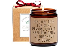 FUND AMLIGHT Lustiges Geschenk für Freund, Ehemann, Ich Liebe Dich für Deine Persönlichkeit Duftkerze Einzigartiges Unhöfliches Geburtstags Jahrestags Valentinstagsgeschenk für Freund ihn Verlobte Männer braun