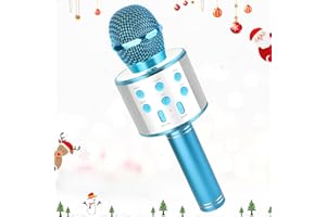LDERFIV Micro Karaoke Enfant, Microphone Bluetooth Karaoké sans Fil, Micro Enfant pour Chanter 5 6 7 8 9 10 11 12 Enfant Anniversaire Cadeaux