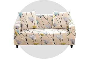 TOMMO Super stretch sofa cover Sofa Covers 1/2/3/4 Seater Sofa ProtectorNon Slip Soft Couch Sofa Cover Washable Furniture Protector Sofa Cover with 1 Pillowcase for Couch Sofa (2 Seater, Warm dandelion)