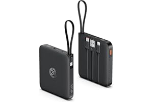 VRURC Power bank 10000mAh con 4 cavi integrati, 22.5W Batteria USB C a Ricarica Rapida, PowerBank per Cellulare Display LED per iPhone 15 14 Samsung Galaxy S23 Google Pixel Tablet Android - Nero