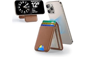 ESR para MagSafe Cartera (HaloLock), Bloqueo RFID, Compatible para Magsafe Wallet, Soporte Ajustable, 5 Tarjetas, Cuero Vegano, Tarjetero para iPhone Series 16/15/14/13/12, NO para 13/12 Mini, Marrón