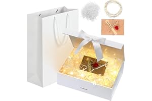 Idota Caja de Regalo para Bodas, Cumpleaños, Navidad y Aniversario - Blancas con Lazo y Rafia - Includes Tarjetas de Felicitación