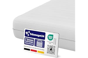 ‎TRÄUMEGUT24 Träumegut24 - ergonomische 7-Zonen Matratze 90x200 cm | Größe + Höhe wählbar | Härtegrad H2&H3 | Kaltschaummatratze | Hautfreundlicher Bezug | Oeko-TEX® | (90 x 200 cm, 11 cm)