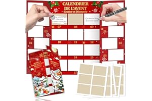 DPKOW Calendrier de l'Avent à Gratter 2025, Bricolage Calendrier de l'Avent à Remplir Soi-Même 24 Noël Calendriers Vide pour Gratter Bricolage Familles Femmes Hommes Couples