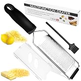Cheese Grater, Manual Lemon Slicer, Kitchen Grater for Citrus, Stainless Steel Grater, Suitable for Salads, Vegetables with P