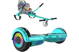 ELEKGO Hoverboards for Children, 6.5 Inch Self-Balancing Hoverboard with Go-kart and LED Lights, Bluetooth Speaker for Teenagers