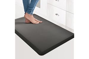 Art3d Alfombra antifatiga – Alfombra de Cocina Acolchada – Antideslizante y cómoda – para estación de pie, Oficina o Garaje – 71 x 44 x 1,2 cm – Negro Elegante