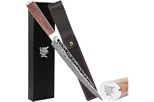 YOUSUNLONG Cuchillo de trinchar cuchillo de 25,4 cm - diestro - Super Steel Damascus VG10 japonés - empuñadura de nogal natural