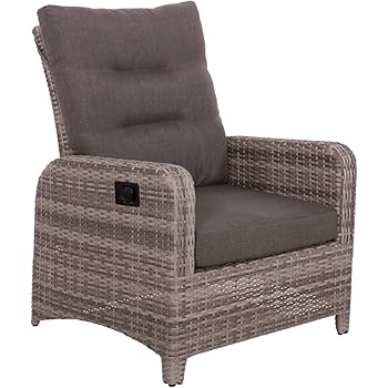 lifestyle4living Rattansessel verstellbar in Braun aus Alu mit