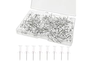 Smukdoo Push Pin,100 PCS Plastic Thumb Tacks Clear Push Pins Drawing Pins Map Pin for Pinboard,Bulletin Board (Transparent)