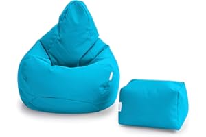 Loft 25 Gaming Sitzsack Outdoor | Gaming Sessel für den Innenbereich des Wohnzimmers im Freien | Wasserbeständig | Ergonomisches Design zur Körperunterstützung | Langlebig (Aqua, Sitzsack Set)