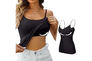 Gyaimxfu Canotta Donna Cotone Tank Top Canottiera con Reggiseno Incorporato Canotta di Base Estiva Scollo a V Cami Camisole Spalline Regolabili Tank Shirt Senza Maniche Camicia Basic Imbottita Casual