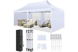 COBIZI Pop Up Gazebo 3mx6m with 4 Removable Sidewalls Waterproof UPF50+ Protection Marquee Gazebo for Parties Commercial Weddings Gazebo with Carry Bag, White