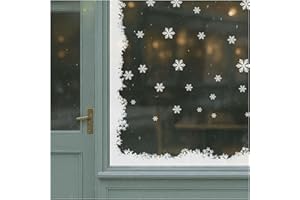 STICKERS4 4 Meters Fluffy Snow Christmas Window Border | Snowflake and Icicle Christmas Windows Stickers Display