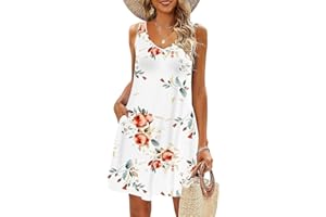 AUSELILY T-Shirt Casual Estiva da Donna Abiti da Spiaggia Copricostume Abito a Tinta Unita a Pieghe