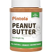 Pintola All Natural Peanut Butter (Crunchy) (1kg) | Unsweetened | 30g Protein | Non GMO | Gluten Free | Vegan…