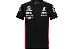 Mercedes AMG Petronas T-Shirt Enfant Motorsport Officiel Formule 1 - Noir - 9/10 Ans