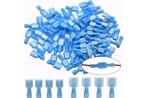 CEEYSEE 100 Pezzi Connettori Elettrici Rapidi Kit Terminali a Crimpare Nylon Di Connettori Femmina e Maschio – Per Cavi Da 1,5-2,5 mm² (Blu/YNSL)