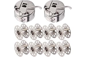 HALUWAY 2 Bobbin Case and 8 Metal Bobbins, Sewing Machine Bobbins Sewing Spools for Brother, Janome, Toyota, New Home & More Domestic SewingMachines