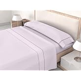 ROOMERS Plain 3-Piece Bed Sheet Set, 144 Threads, 50% Cotton/50% Polyester, with Deep Pocket and Valance, Fitted Sheet, for M