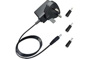 OXZEEWEE 12V 0.5A 6W 1.8M Long Power Supply Adapter, AC DC Switching Adapter (Input 100-240V, Output 12Volt 0.5Amp 500mA), Wall Mount Transformer Plug with 3 Interchangeable Adapter Jacks, UKCA Listed