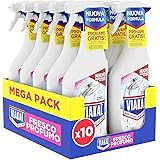 Viakal Fresco Profumo Spray Anticalcare, Confezione da 10 x 470ml, Fragranza Rosa di Primavera, Tecnologia Anti-Goccia, Elimi