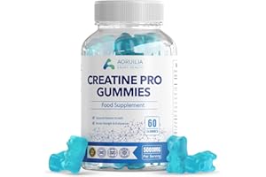 Aoruilia Creatine Gummies for Men & Women 5000mg 60 Chewable Creatine Monohydrate Gummies for Muscle Strength & Growth Sugar Free Pre-Workout Supplementm Vegans Gym (Blueberry Flavour)