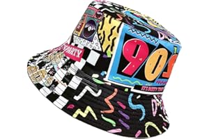Eigso Retro 80 Tema Secchiello Cappelli per Le Donne Uomini Hip Hop Rock Scarabocchio Pescatore Cappello per Le Donne Uomini