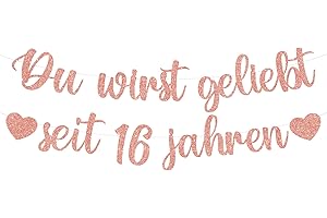 Tasoraor Deko 16 Geburtstag Mädchen Girlande - 16. Geburtstagsdeko Du Wirst Geliebt Seit 16 Jahren Banner, Rosegold Geburtstagsgirlande für 16 Kindergeburtstag Dekoration