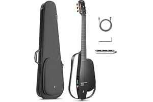 Enya NEXG 2N Guitares Électro-Acoustiques – Guitare de Voyage Noire à Cordes Nylon de 38" en Fibre de Carbone pour Adulte Débutant avec Haut-Parleur Sans Fil, Sac, Câble de Chargement et Truss Rod