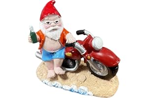Tashce Gartenzwerg Lustig Motorrad Zwerge - Gartenzwerge für Außen Gartendeko für Draußen, Handgefertigte Resin-Figur für Balkon, Terrasse & Rasen Motorrad Geschenke für Männer