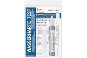 BMUT - Pomiar twardości wody - Niemiecki zestaw do pomiaru twardości - Roztwór miareczkowy - Miękki, średni, twardy - Zakres pomiarowy 0-30°dH - Test kamienia (1 x 15 ml)
