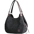 DOURR Women's Multi-pocket Shoulder Bag Fashion Cotton Canvas Handbag Tote Purse