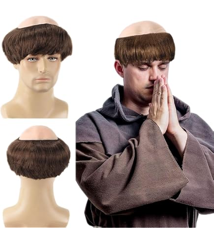 HPO Moe Inspired Bowl Cut Wig For Adults – Retro Brown Short Wig For Halloween