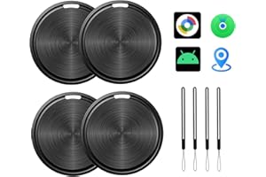 KZO Smart Tracker Tag for Android or iOS 4 Pack, Works with Apple Find My or Google Find Hub App, Loud Sound, Replaceable Battery, for Keys, Luggage, Suitcase, Backpack, Wallet