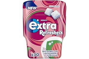Extra Refreshers Watermelon Raspberry Flavour Sugarfree Chewing Gum, 30 Pieces. Intense, Long-lasting flavour