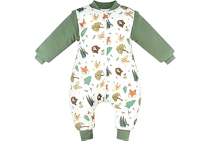 WYTbaby Sacco Nanna con Piedini 3.5 Tog per Bambini, Sacco Nanna Inverno Addensato con Maniche Rimovibili in Cotone, Sacco a Pelo per Neonati e Bambini Piccoli, Ragazzi e Ragazze
