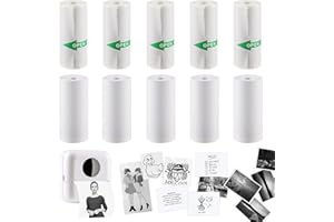HUIJUKEJI Lot de 10 rouleaux de papier thermique (57 x 25 mm), 5 rouleaux de papier thermique pour enfants, appareils photo instantanés et 5 rouleaux d'autocollants imprimables autocollants pour imprimante mini