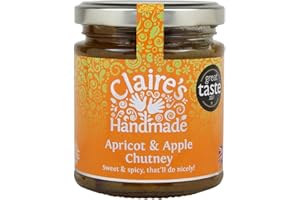 Claire's Handmade - Apricot & Apple Chutney (200g) - Great Taste Award Winning Traditionally Made Sweet and Spicy Chutney, Suitable for Vegetarian, Vegan & Gluten Free Diets, GMO Free