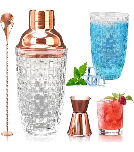 Shaker à cocktail professionnel en verre et acier inoxydable, avec Shaker à cocktail professionnel en verre et acier inoxydable, avec