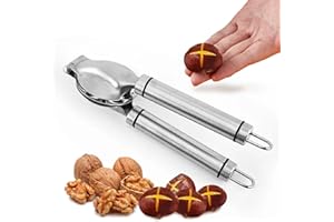 Holzsammlung Taglia Castagne a Croce Acciaio Inox, Tagliacastagne a Pressione, Pinza per Castagne Professionale Chestnut Opener Clip Multifunzione Utensili Cucina per Castagne, Noci ed Altri