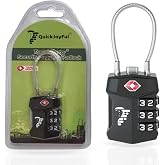 TSA Suitcase Lock with 3 Digit Combination - Travel Approved Security - Large White Numbers &amp; Easy Setup - Heavy Duty Padlock