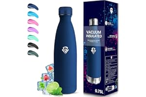 Grsta Borraccia Termica, Borraccia 750 ml, Senza BPA, Borraccie Acciaio Inox, Senza Perdite, Borracce Termiche, Acciaio Inossidabile 18/8, Borracce per Scuole, Campeggio, Viaggio, Fitness, Uffici