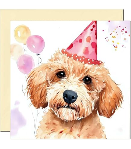 Cartão De Feliz Aniversário - Cavapoo Fofo 145 Mm X 145 Mm